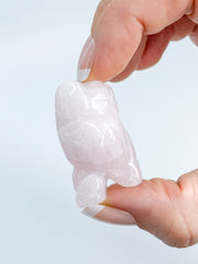 Rose Quartz Owl Carving | Small