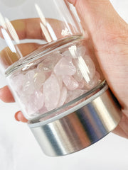 Gem Infused Lunar Phase Water Bottle | Rose Quartz