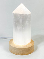 Round Wooden USB Light Base Stand with Adapter | Small