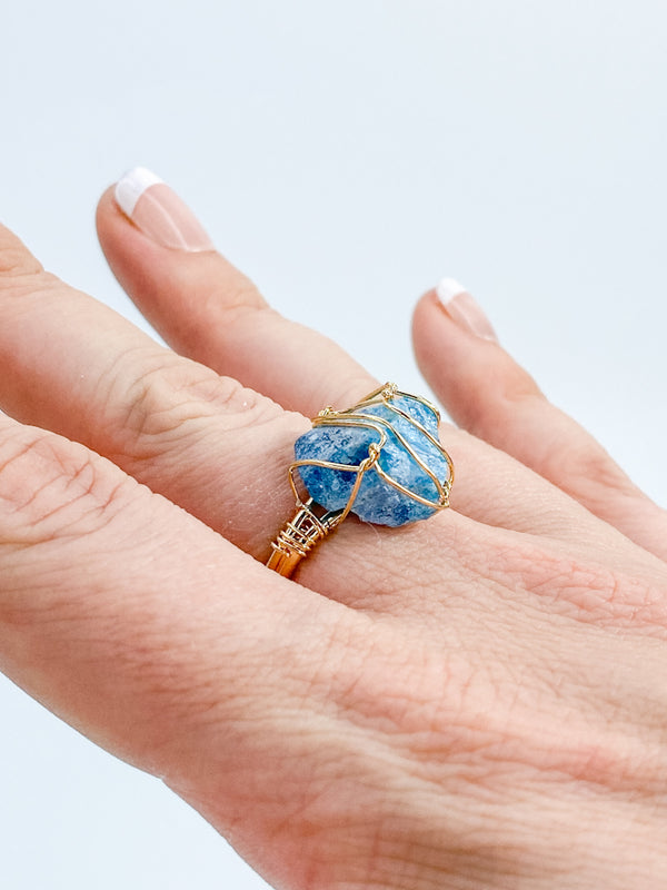 Apatite Gold Plated Ring Wire Wrapped