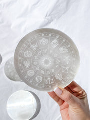 Selenite Astrology Plate Full Moon | Large