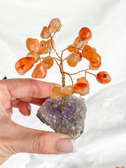 Wire Tree Carnelian on Amethyst Base