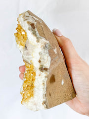 Citrine CutBase Cluster with Calcite and Druzy Inclusions 1.4kg