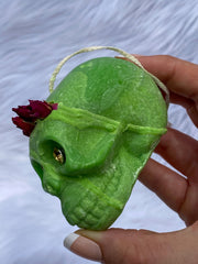“Candles n Dreams” Coconut Vanilla and Lime Skull Candle Green