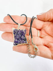Amethyst Cluster Elegant Silver Plated Necklace