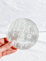 Selenite Enchanted Tree Plate | Full Moon