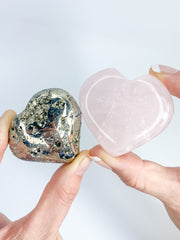 Manifest Love Heart Pack Duo: Rose Quartz + Pyrite | Medium