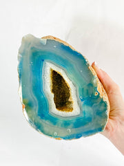 Blue Agate and Died Quartz Geode 3.9kg
