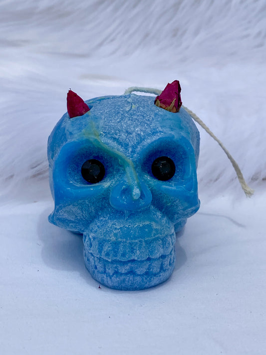 “Candles n Dreams” Sea Salt Skull Candle Blue