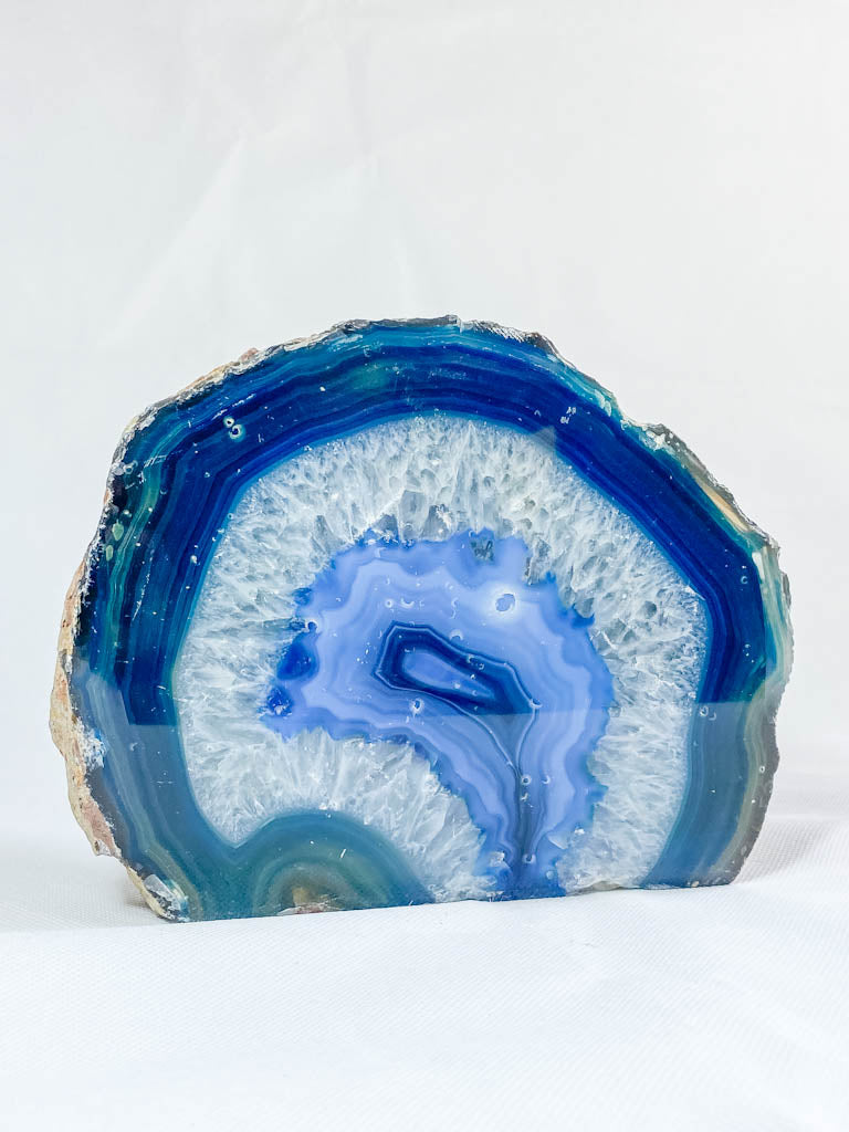 Blue Agate and Died Quartz CutBase Geode 3.4kg