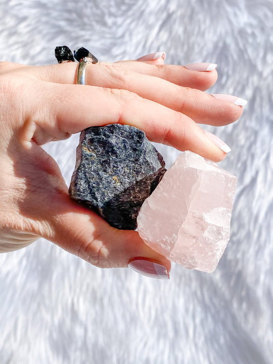 Rose Quartz and Black Tourmaline House Protection | Medium