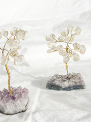 Wire Tree Clear Quartz on Amethyst Base