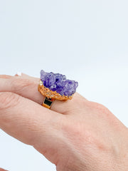 Amethyst Cluster Ring Gold Plated