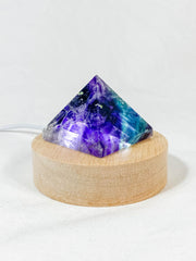 Round Wooden USB Light Base Stand with Adapter | Small