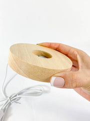 Round Wooden USB Light Base Multi Color Stand | Medium