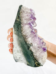 Amethyst Quartz and Calcite Cut Base Cluster 1.2kg