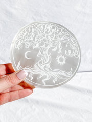 Selenite Enchanted Tree Plate | Full Moon