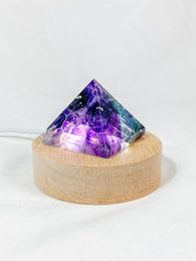 Round Wooden USB Light Base Stand with Adapter | Small