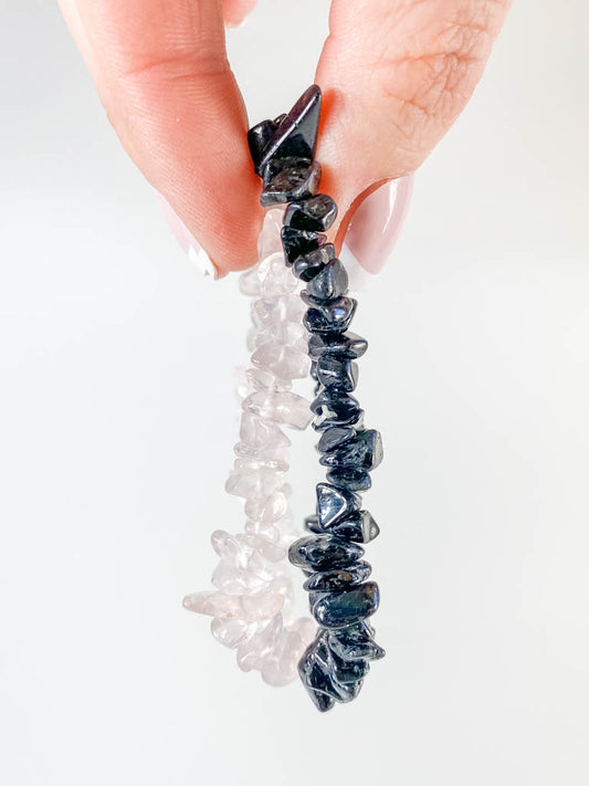 Rose Quartz and Black Tourmaline | Bracelet Set Personal Protection