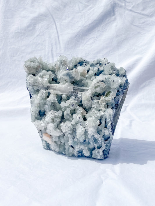 Chalcedony and Apophyllite CutBase Cluster 2.2kg