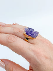 Amethyst Cluster Ring Gold Plated