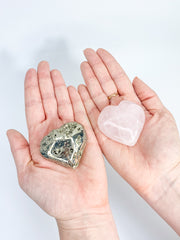 Manifest Love Heart Pack Duo: Rose Quartz + Pyrite | Medium