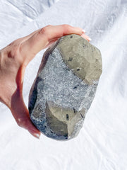 Chalcedony Cluster with Calcite inclusion 700g