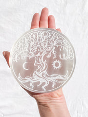 Selenite Enchanted Tree Plate | Full Moon